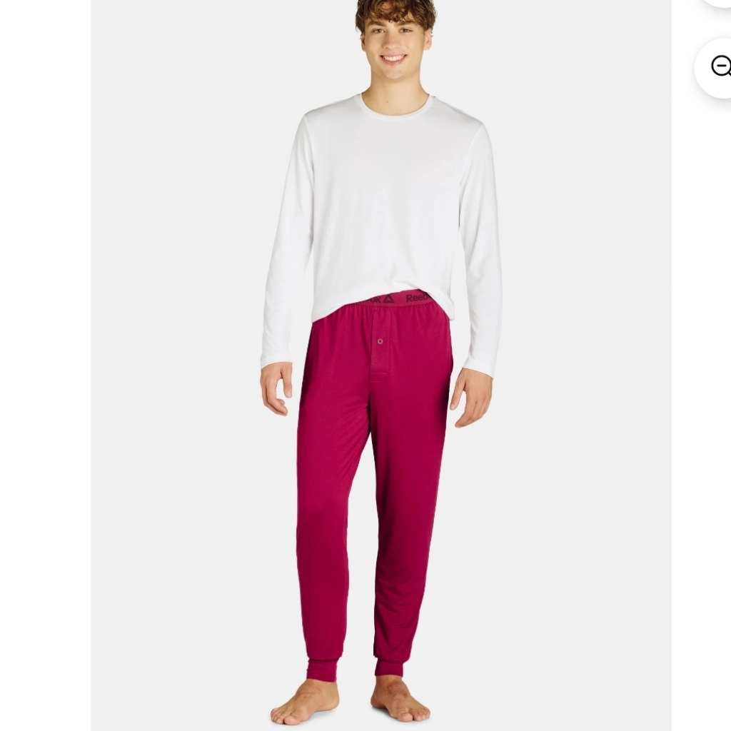 Reebok Men,S Tech Comfort Tapered Jogger Pajama Lounge Pant Size L